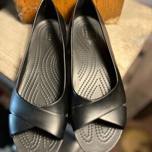 CROCS Black Flats with Textured Footbed